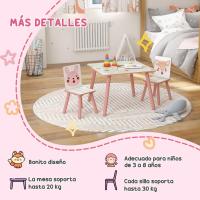 Mesa Infantil de 3 Piezas con 2 Sillas Juego de Muebles para Actividades para Niños de 3 a 8 Años para Dormitorio Sala de Juegos Verde y Blanco - details 14