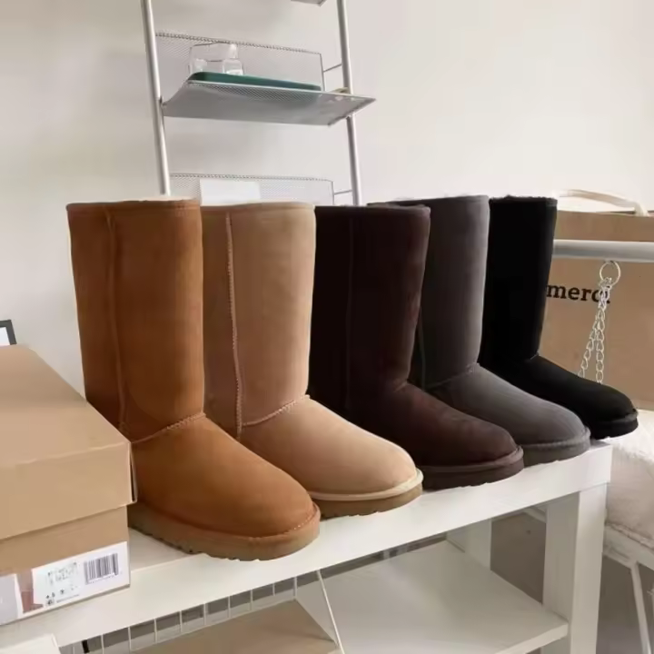 2023 Invierno Nuevo cuero de vaca, lana, aislamiento de lana, parte inferior antideslizante, botas de nieve de barril alto - 1
