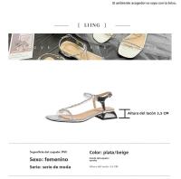 Sandalias Planas de Diamante Llamativo Estilo de Hada con Tacón Grueso Tamaño Pequeño - details 0