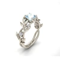 Joyería en Oferta Anillo de Compromiso Princesa Hoja de Olivo Joyería de Zirconia Azul - details 0