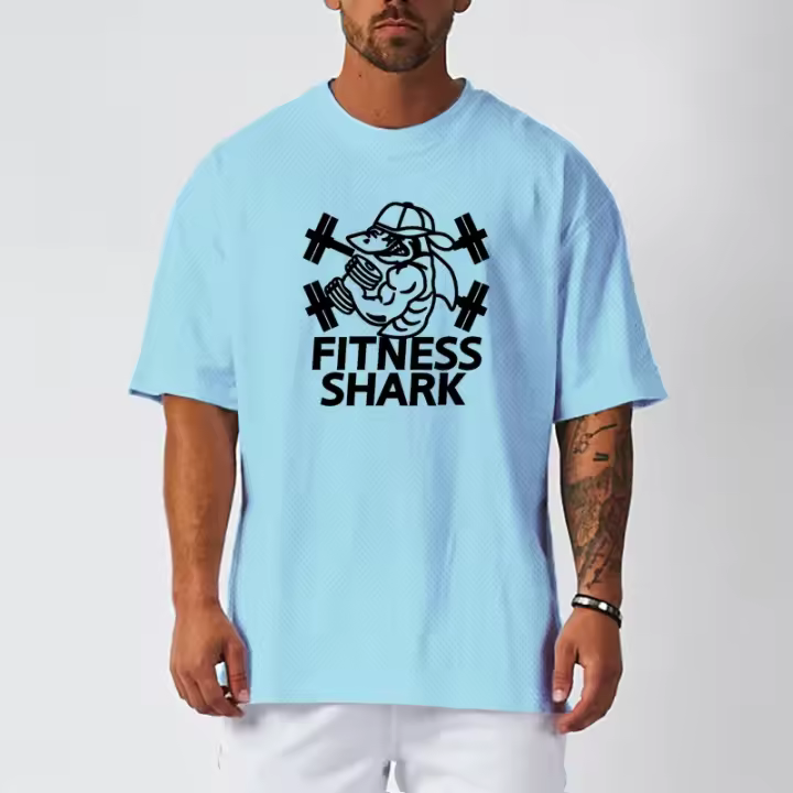 Oversized Short Sleeve T-shirt Mens Dropped Shoulder Mesh Loose Fitness T Shirt Men Summer Gym Bodybuilding Workout Tops Tees - 1
