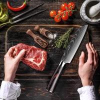 Cuchillo De Cocina Profesional Damasco Acero Inoxidable Cuchillo De Carne Utility Cuchillo De Desossado Slicing Japonés Santoku Con Mango De Madera - details 2