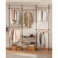 Perchero de Ropa Telescópico Altura Ajustable para Vestidor de Dormitorio con 5 Barras y 2 cestas Blanco L209-312 cm x H108-285 cm KLS04 ES - details 2