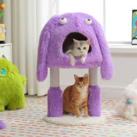 PAWZ Road Árbol para gatos de felpa con condominio grande, postes rascadores, torre pequeña para gatos de interior, linda casa cama para gatitos, juguetes para gatos - details 3