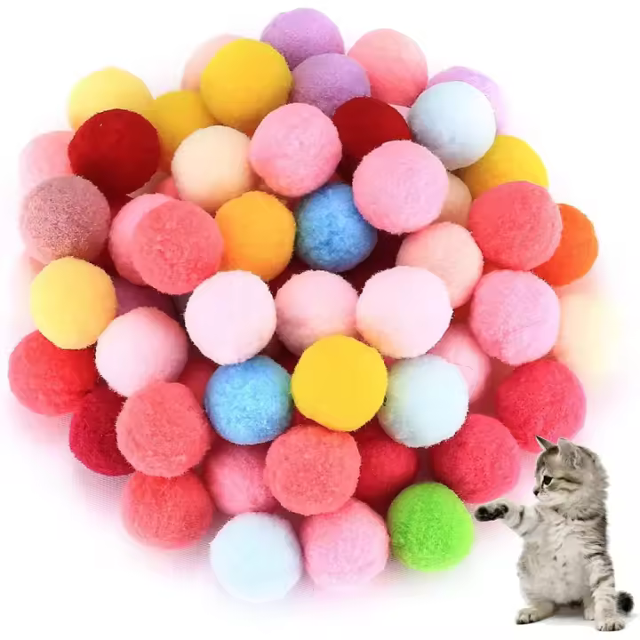Bolas de Juguete Coloridas para Gatos, Bolas, Pompones, Juguetes Interactivos para Mascotas, 100 Piezas - 1