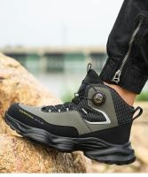 Zapatos de seguridad con botón giratorio para hombre, calzado de trabajo impermeable, botas de construcción con tiras reflectantes, punta de acero, talla 48, Invierno - details 15