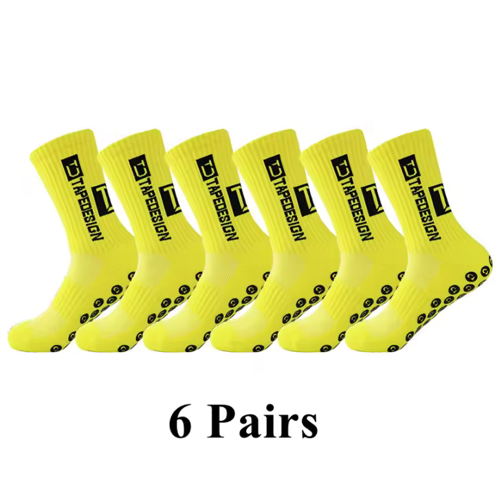 6Pairs New ANTI SLIP Tapedesign Football Socks Mid Calf Non-Slip Soccer Sport Cycling Sports Mens Sock EU38-44 - 1