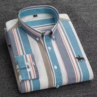 Camisa de manga larga de algodón puro para hombre, ropa bordada de negocios informal, Color sólido, primavera y otoño - details 4