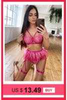 Lencería erótica, ropa interior sexy de encaje hueco, conjuntos exóticos transparentes, conjunto sensual de sujetador y bragas con aros con ligas - details 6