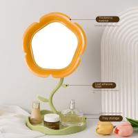 Bonito espejo de tocador con forma de girasol, espejo de maquillaje de escritorio desmontable clásico, espejo de mesa de flores con rotación de 360 ​​grados para dormitorio - details 4