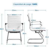 Juego de 2 Silla de Oficina Silla Blanca Silla de Recepción Silla para Conferencia Sala de Estar Silla de Trabajo 2 Unidades - details 2