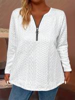 Camiseta con media cremallera para mujer, ropa de tendencia, camisetas de manga larga de talla grande, otoño/primavera - details 5