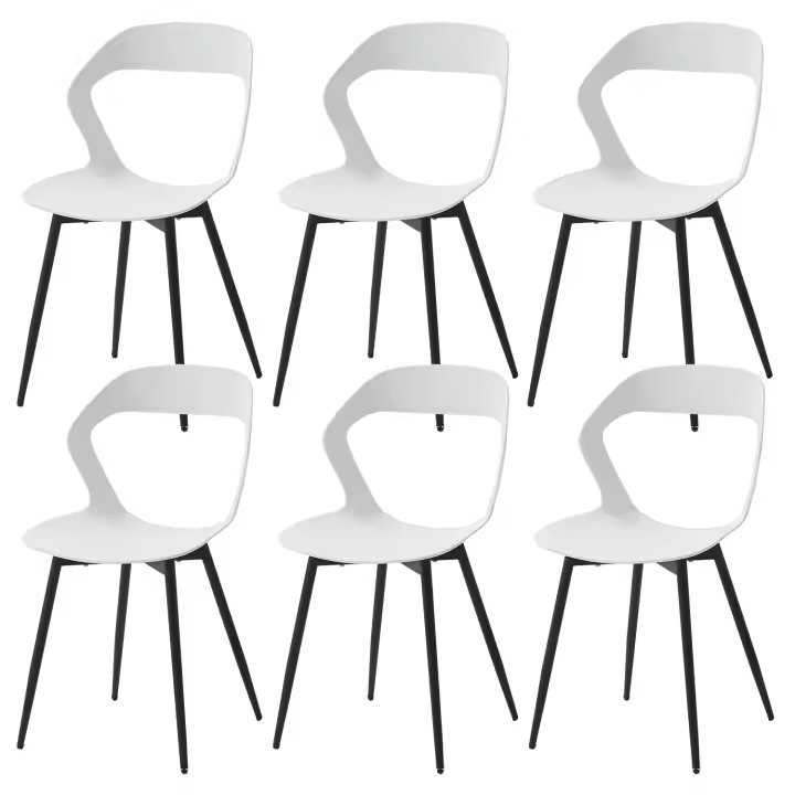 Juego de sillas de comedor escandinavo, muebles de diseño nórdico, silla con respaldo creativo para el hogar, Blanco/Negro, 6 unidades - 1