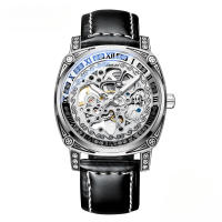 Reloj vintage tallado reloj mecánico hombre cuero genuino resistente al agua reloj calado - details 1