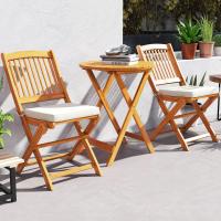 Set de Bistró con 3 Piezas Plegables, Mesa y Sillas Terraza de Madera de Acacia con 2 Cojines Acolchados Extraíbles, Muebles de Exterior para Patio Jardín Veranda Balcón (Rojo) - details 36
