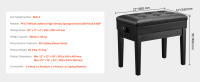 SucceBuy Banco de piano de 22" x 13" x 19.3", altura ajustable de 19.3"-22.8", cojín acolchado, almacenamiento para libros de música - details 6