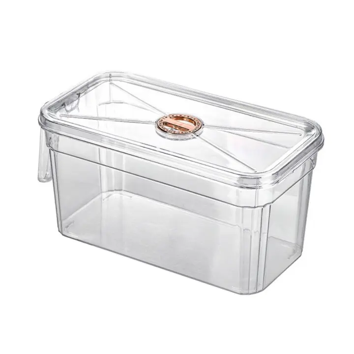 Cuenco para peces dorados de escritorio cuadrado/rectangular, pecera de plástico transparente resistente a roturas, a prueba de polvo con tapa y asa, cuenco Betta - 1