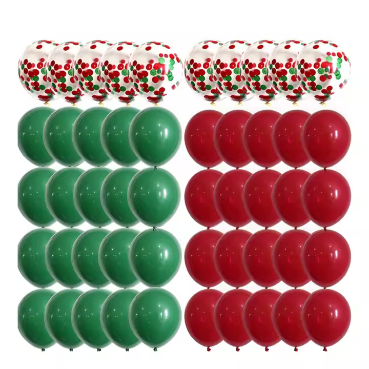 Globo de látex para Navidad, 50 piezas, 12 pulgadas, decoración para fiesta, Festival de Santa, rojo y verde - 1