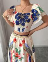 Conjunto Bohemio para Mujer 2025 Blusa y Falda Larga Estampada Estilo Vacaciones - details 6