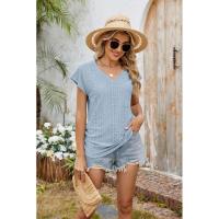 BUNO-2025 Camisetas para mujer de manga larga de algodón para mujer, camisetas con manga casquillo y cuello en V, camiseta informal holgada de manga larga de algodón para mujer - details 9
