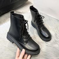 Botas Martin de tacón bajo con punta redonda para mujer, Botines de cuero con cordones delanteros, talla grande, Otoño e Invierno - details 15