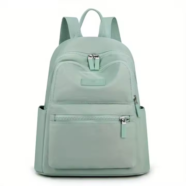 Mochila informal simple para mujer, mochila escolar de color sólido, mochila de viaje de nailon - 1