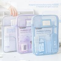 Bolsa de archivo de malla de nailon A4, bolsa transparente de Color sólido con cremallera, multifuncional, gran capacidad - details 10