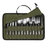 Bolsa de almacenamiento de cubiertos para acampar al aire libre, bolsa enrollable portátil, almacenamiento de cubiertos, estuche resistente al agua para tenedores, cucharas y palillos - details 0