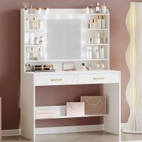 Tocador de Maquillaje con Espejo y Luz LED Estilo Morno para Dormitorio Salón 40x80x149cm - details 8