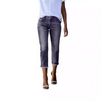 Vaqueros de siete cuartos ajustados elásticos a la moda lavados de verano para mujer - details 2