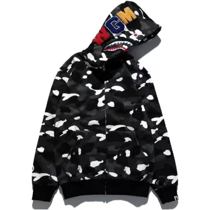 Chaqueta de camuflaje de mandíbula de tiburón para adultos, sudadera con capucha de boca de tiburón, sudadera con cremallera completa - 1