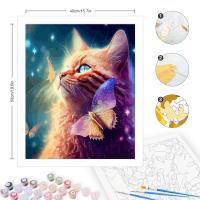 Pintura DIY RUOPOTY 40x50cm con Números para Adultos Inicio de Arte de Pared con Categoría de Paisaje Animales de Gato y Mariposa Material de Lienzo Tipo de Pintura de Propoleno Estilo Abstracto - details 1