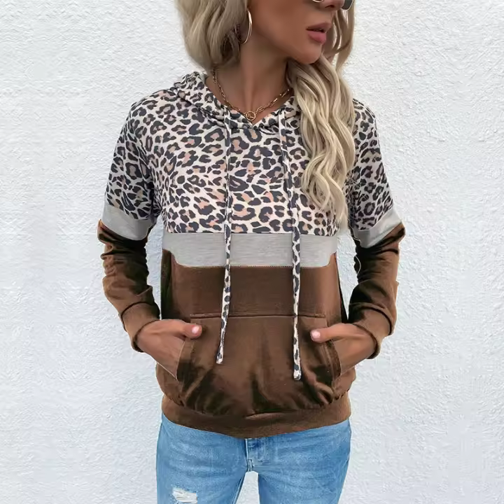 Sudadera con capucha con estampado de leopardo, suéter de moda, suéter al por menor, top, ropa de mujer - 1
