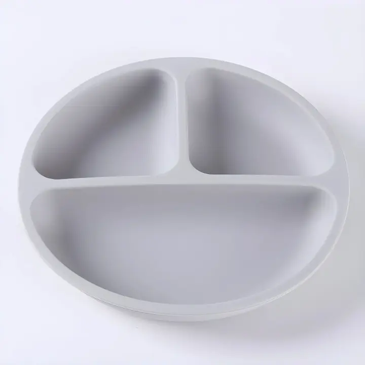 Vajilla de silicona para niños, plato de cena separado, juego de vajilla auxiliar de entrenamiento de alimentos, tazón para aperitivos - 1