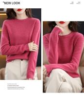 100% suéter de punto de lana Merino Otoño/Invierno 2024 nuevo jersey de cuello redondo para mujer Top hueco 11 colores abrigo versátil NJR1107 - details 30