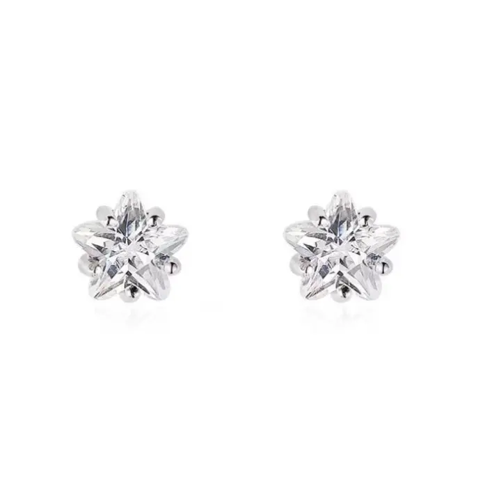 Pendientes de plata, cristales cortados, joyería minimalista elegante. - 1