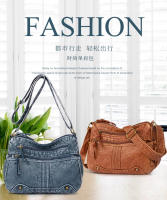 Bolso de Hombro Oblicuo de Cuero Suave Diseño Gráfico Lining de Poliéster Exterior de Denim - details 8