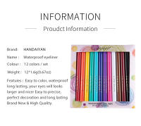 Producto caliente Handaiyan12 Color mate de secado rápido no es fácil de difuminar Color delineador de ojos conjunto de maquillaje de rendimiento - details 5