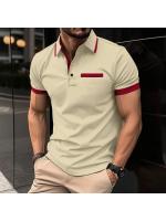 Nuevo verano de los hombres casual POLO camisa pecho falso bolsillo solapa botón de negocios camiseta top - details 4