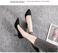 Tacones altos de mujer 2025 nuevo verano negro tacones delgados punta puntiaguda boca ligera gamuza profesional temperamento versátil solo zapatos de mujer - details 11