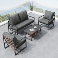 Conjunto de Muebles de Jardín de Hierro Set de Sofá, Mesa y Cojín para 4 Personas - details 1