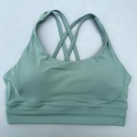 Sujetador deportivo cruzado de Color sólido para mujer, Top ajustado suave de alta resistencia, ropa interior de entrenamiento integral para gimnasio y Yoga con almohadilla para el pecho - details 15