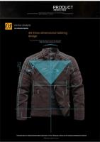 Nueva chaqueta de cuero de los hombres de cuero lavado, moto más vellón empalme chaqueta de cuero esmerilado, abrigo de cuero de los hombres, biker marea Slim abrigo - details 0