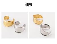 Elegante pulsera de metal con cara ancha geométrica, pulsera abierta de diseño brillante de temperamento exagerado. - details 3
