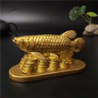 Estatuas de peces y animales dorados, figuritas, adornos de la suerte, decoración del hogar, estatua de Buda Feng Shui chino, escultura, artesanías de resina, regalos - details 3