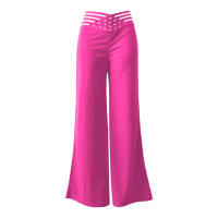 Pantalones de camping con temperamento de cinturón hueco para mujer, cintura alta, pantalones casuales de pierna ancha - details 5