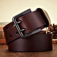 Cinturón informal de piel de vaca auténtica de 4,3 cm de ancho y grueso para hombre, hebilla doble, correa de negocios para jeans - details 2