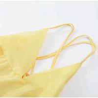 Vestido de Playa de Cintura Alta con Volantes Vestido de Vacaciones para Mujeres con Encaje de Verano con Espalda Descubierta - details 2