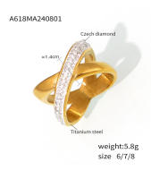 Personalidad simple anillo de Diamantes en forma de X estilo europeo y Americano - details 4