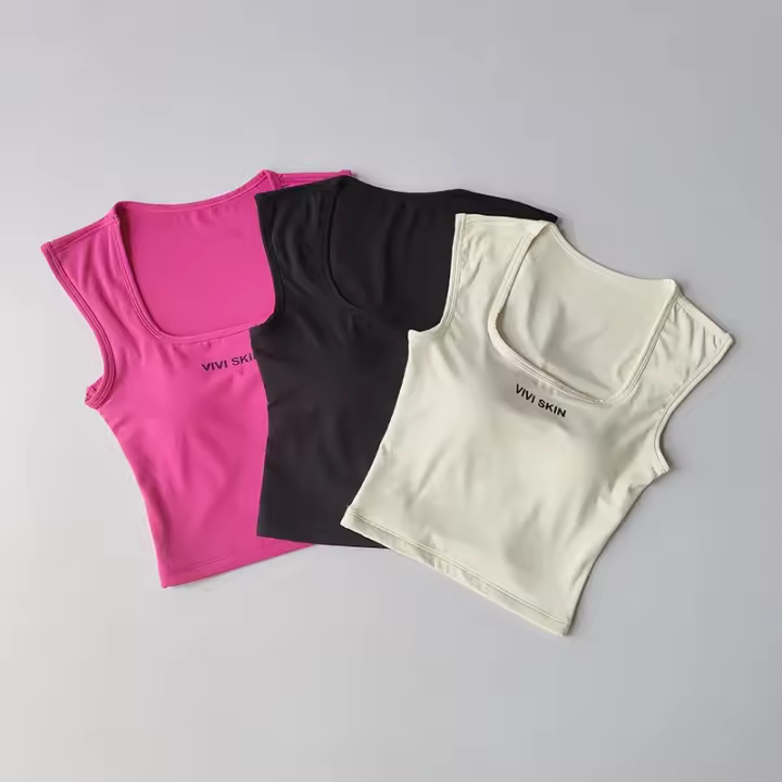 Chaleco Deportivo Nude Elegante Correas Ancha Cuello Cuadrado Material de Nylon - 1